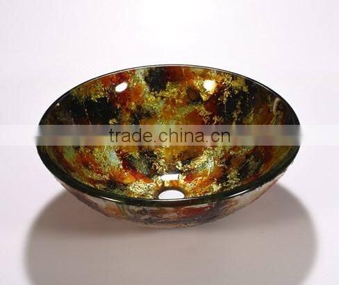 Colorful art glass basin glass vanity transparent sink LH-16021