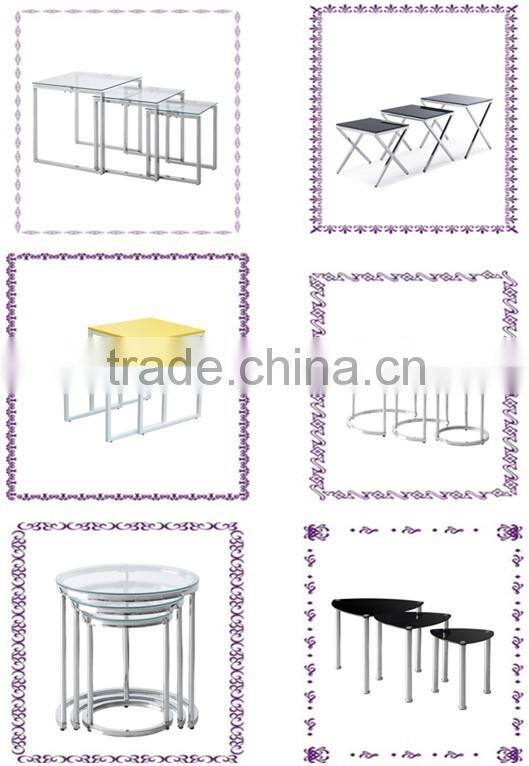 Chrome frame with glass top nesting table