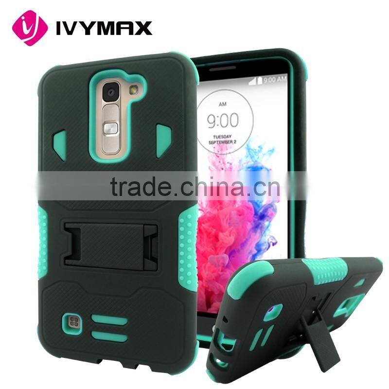 Phone case manufacture for LG k7/tribute 5/ls675 hybrid armor combo case with stents