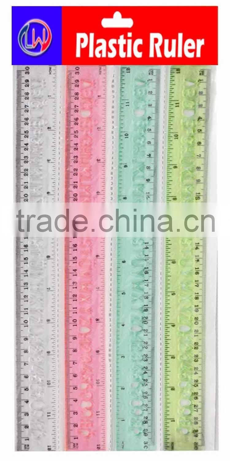 4pcs wider 30cm plastic ruler set with Header card
