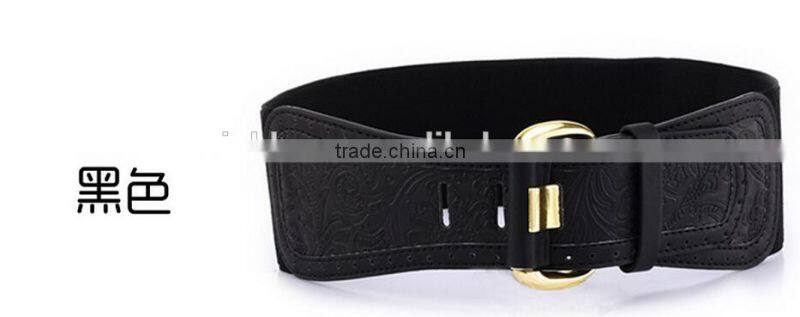 new style ladies and women fashion zinc alloy buckle all-match carved elastic super side waist belt
