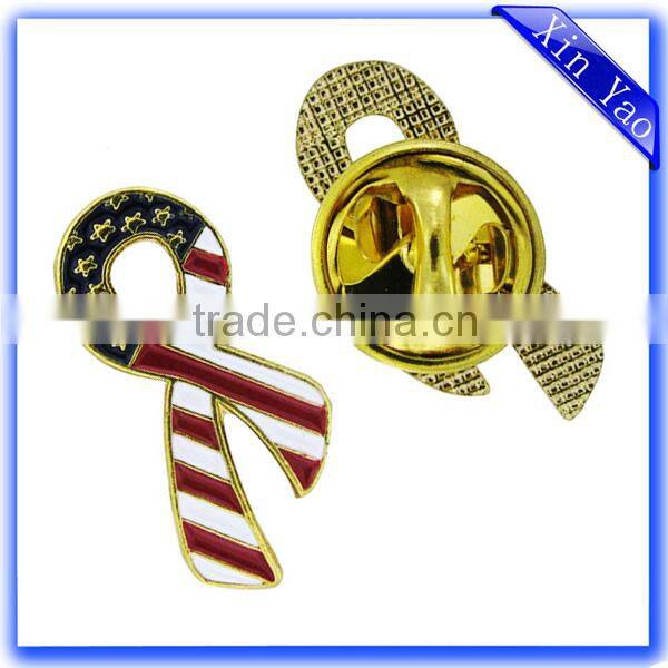Cheap gold metal national flag pin badge Made in china