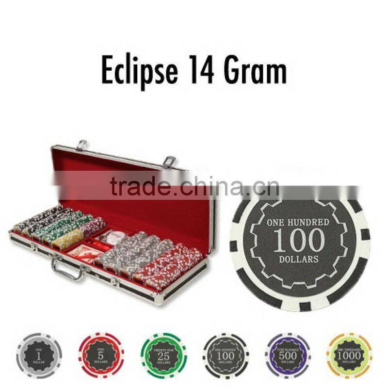 Eclipse Poker Chip Set with Black Aluminum Case - 500 Piece