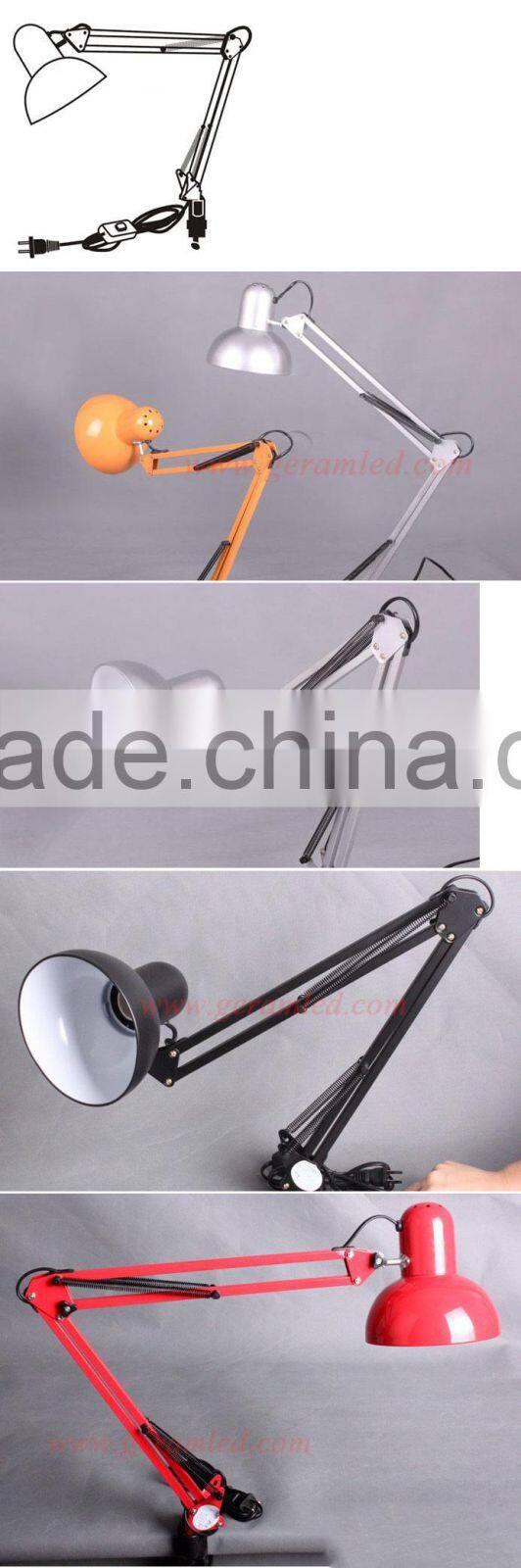 Clamp Reading Lamp, Swing Arm Office Desk Lamp, Chinese Classic Metal Office Table Lamp