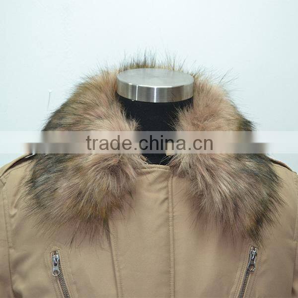 mens padded coat with fake fur collar trimming