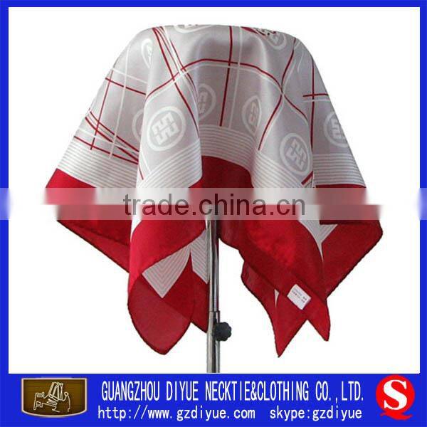 Heart pattern printed made square ladies scarves twill silk