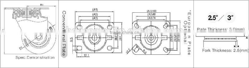A1 Series Swivel YUPA/PP Caster Low Gravity Caster