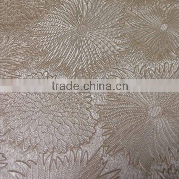 PVC leather with flower embossed for decoration usage