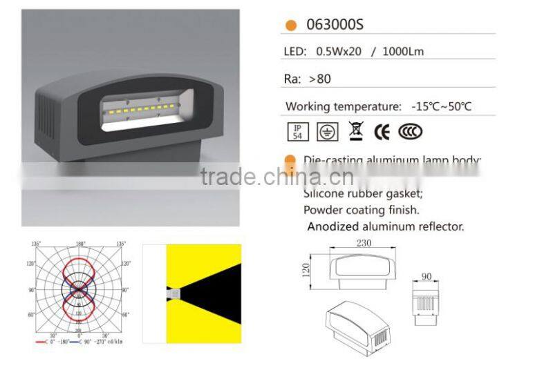W-063000S ip54 20*0.5w weather proof lamp for terrace,outdoor or indoor up and down led wall mounted lamps