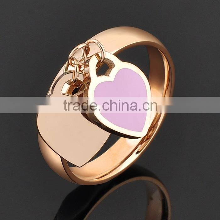 New Arrival Stainless Steel Enamel Heart Ring Woman