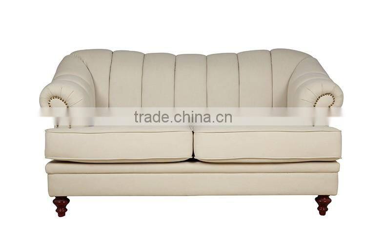 Classical style solid wood 2 seater sofa, fabric sofa