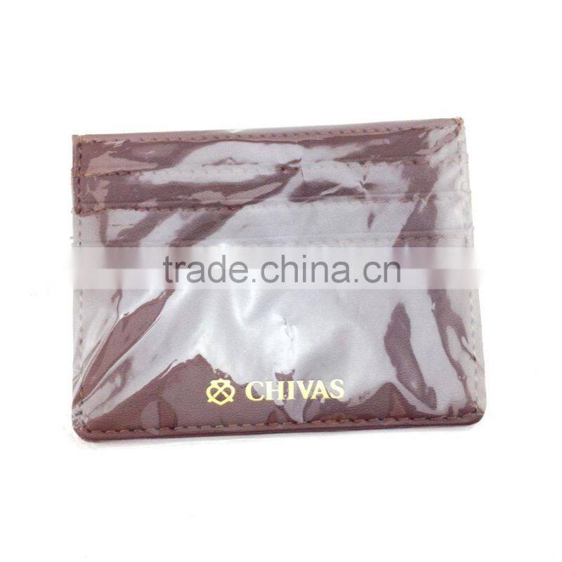 Slim leather PU PVC gift name business card holder
