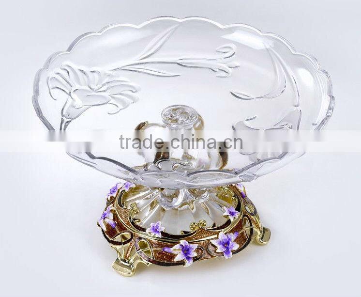 RORO Conjugal Felicity lily enamel pewter crystal glass fruit plate
