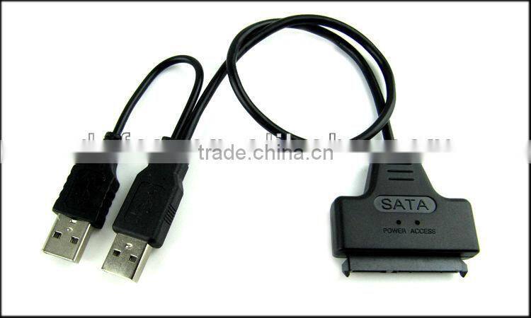 New Black USB 2.0 For 2.5" HDD to SATA 7+15 Pin 22Pin Adapter Cable