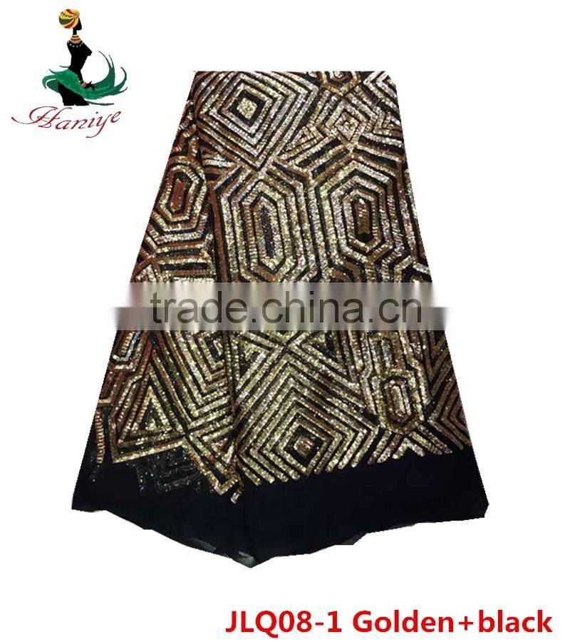Haniye JLQ08-3/Newest african net lace with sequins high quality african tulle lace fabric