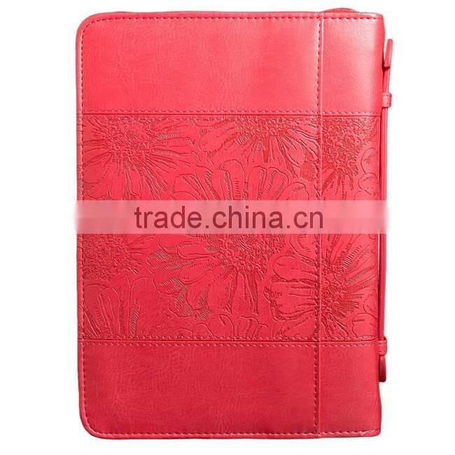 Customized design leather book cover bible cover with zipper