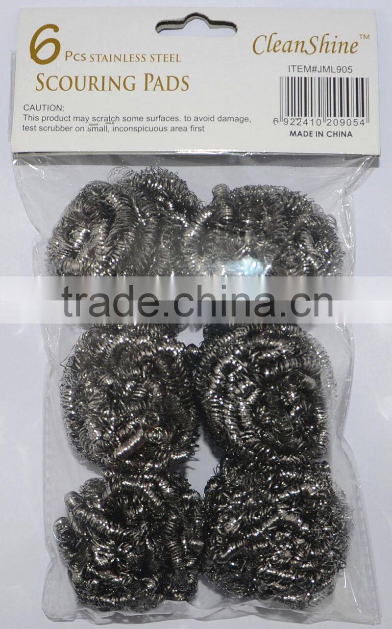 JML 6PK Hot sell household products good quality stainless steel spiral scourer