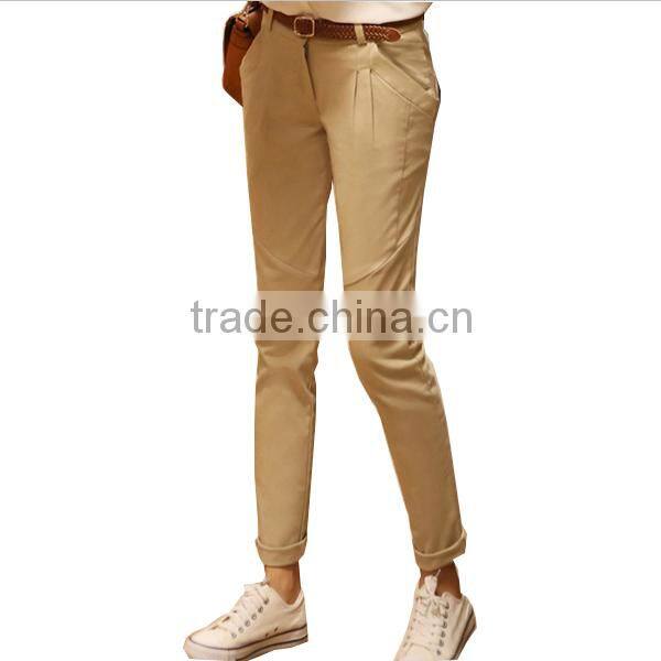 Fashion high quality cheap OEM women's cotton long pants trousers wholesale