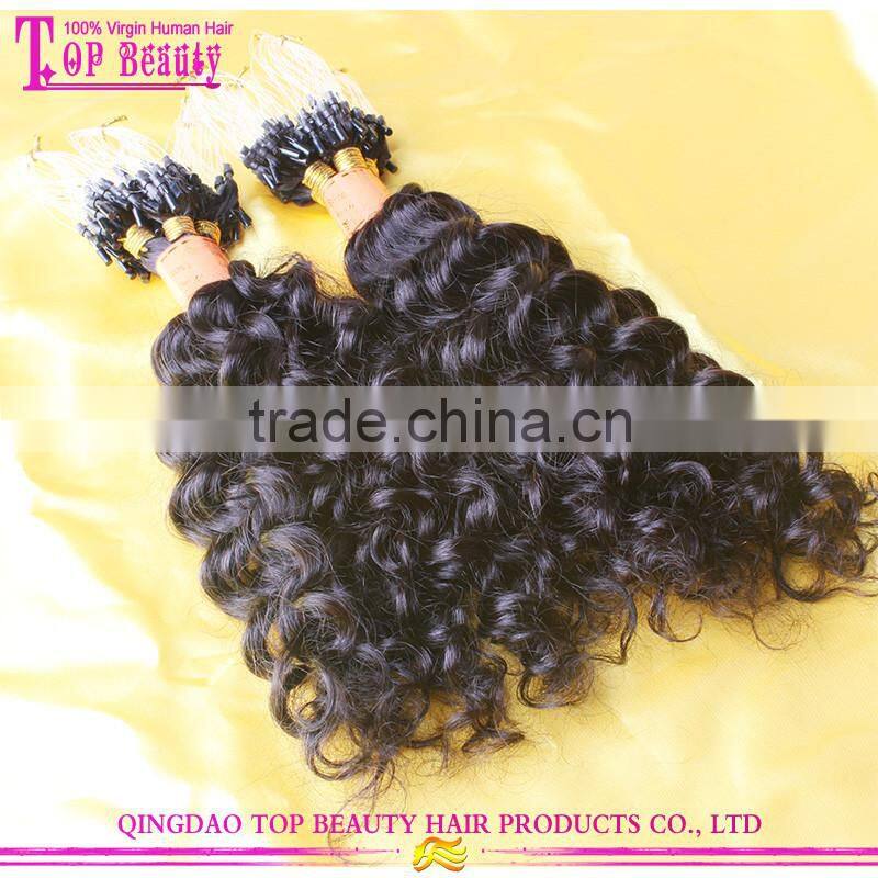 Wholesale Cheap Brazilian Virgin Human Kinky Curly Micro Loop Hair Extensions