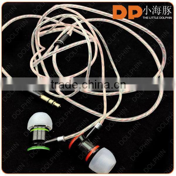 China supplier noise cancelling spring extension cable metal earbuds in ear earphone