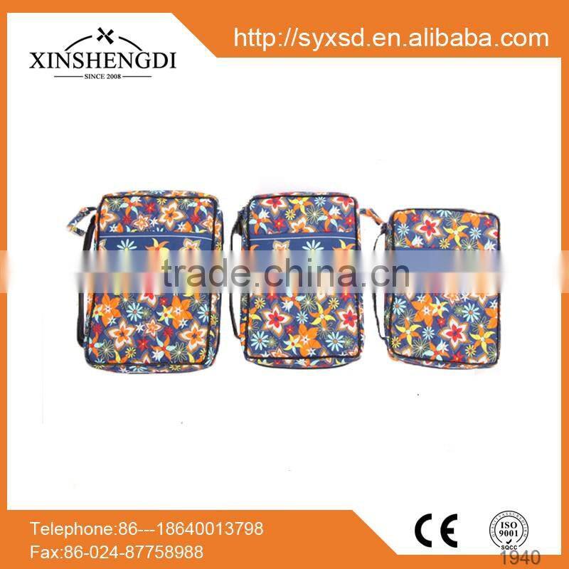 wholesale 2016 newest dersign colorful floral quilted cotton bible cover bags,have three sizes