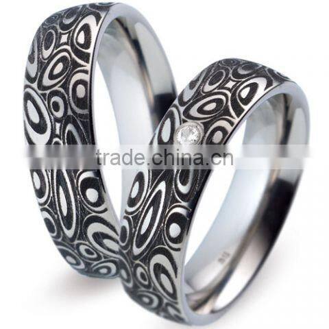 Laser engraved dome rings wholesale fashion couple rings