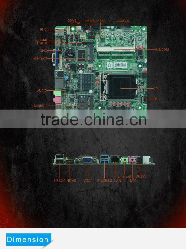 Mini PC Share mainboard i3 motherboard I7 industrial motherboard Support 2* SATAIII,Speed up to 6Gbps