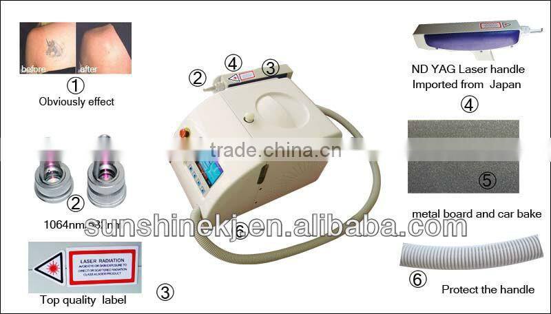2014 High power Portable Q Switch Nd Yag tatoo removal beauty machine