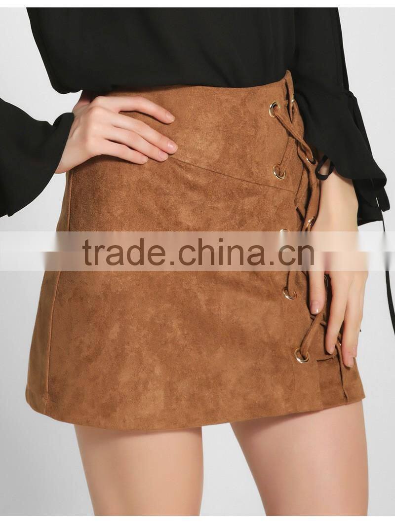 Bonvatt Fashion sexy high waist belt suede package hip skirt