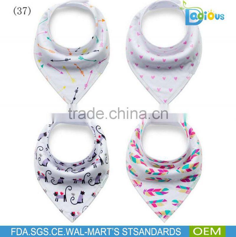 amazon bestseller 100% cotton Adjustable baby bandana drool bibs