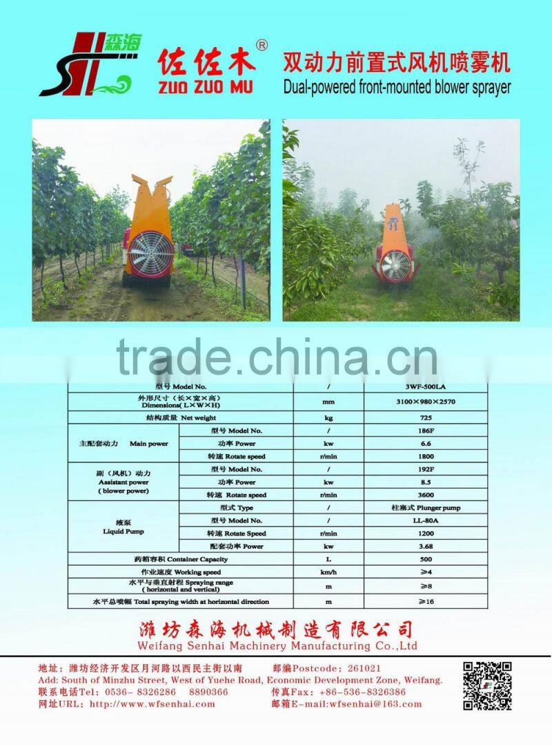 double powered blower type sprayer