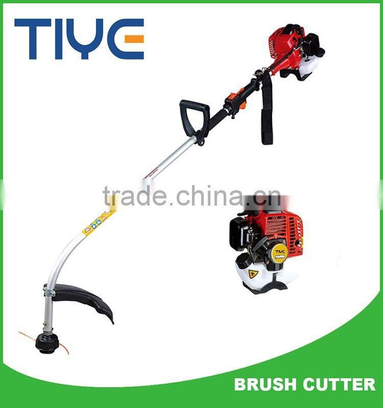 manual starter gas powered grass trimmer with curved rod