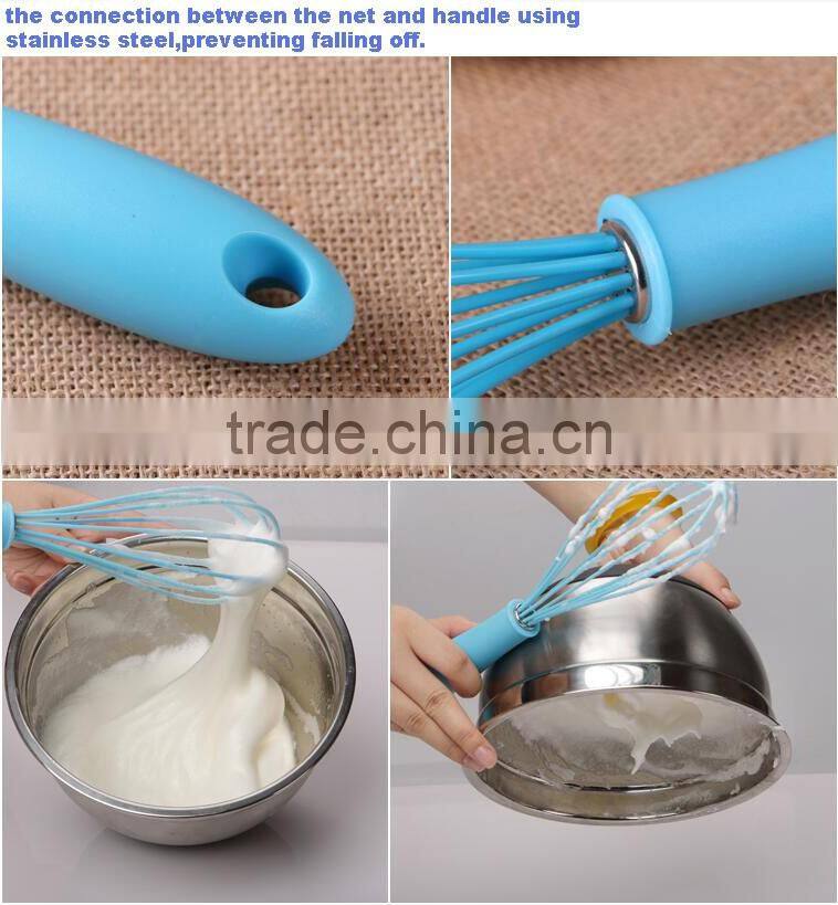 0300200 High quality 12" green color silicone whisk with PP handle