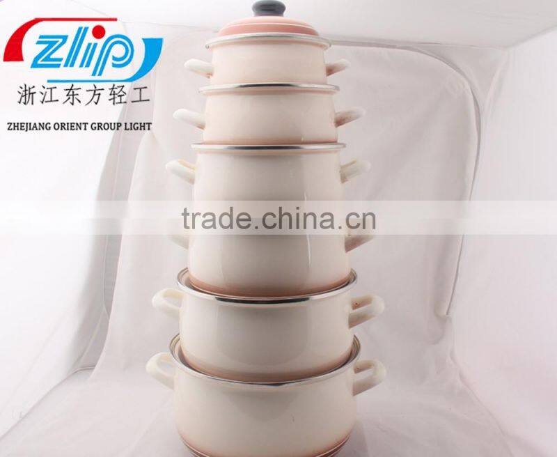 6 Pcs High Casserole Straight Shape W/Hollow Handle & Metal Cover Decor