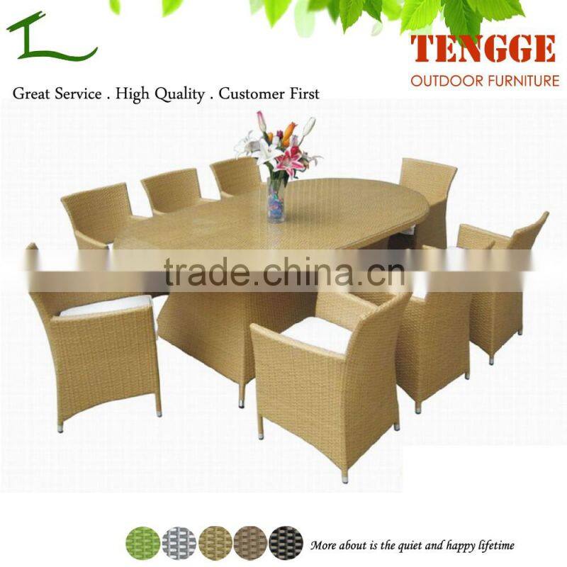 8 people dinning set black rattan coffee table and chair