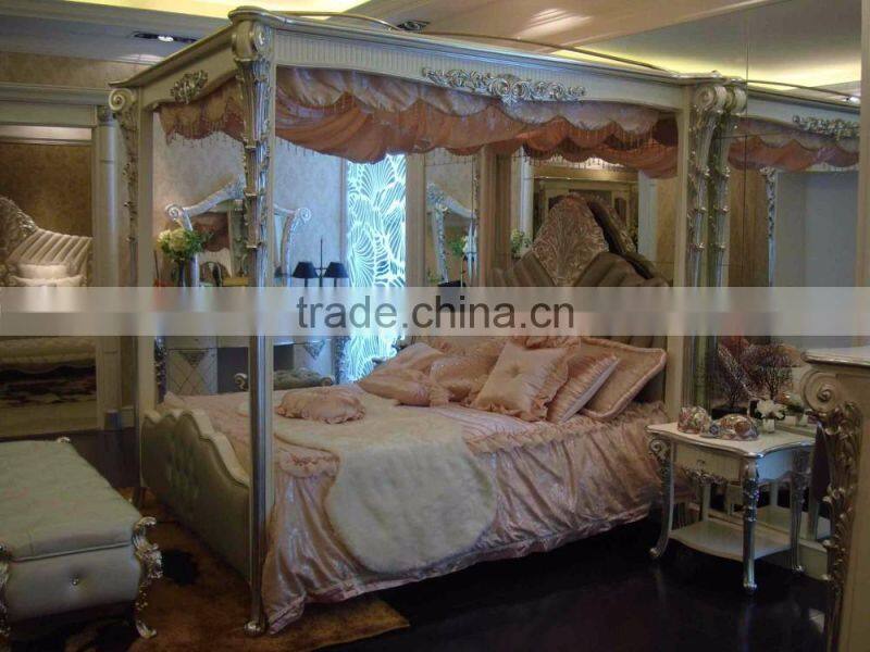 Elegant Crystal Button Tufted Leather Bench, Ornate Fine Carved Beads Decorated Bed End Bench