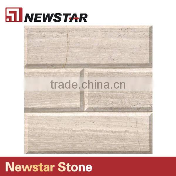 Newstar White Oak Subway Tile Honed Beveled Wooden Marble Mosaic