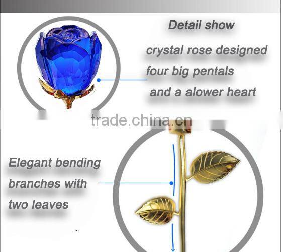 2016 New-blown blue crystal rose for wedding favors or home decoration