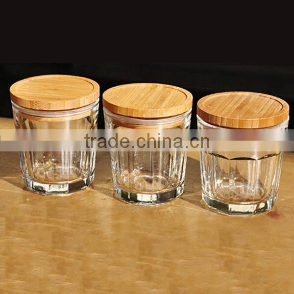 Exquisite Seal Clear Glass Storage Jar Wood Lid, Food Canister Wooden Lid