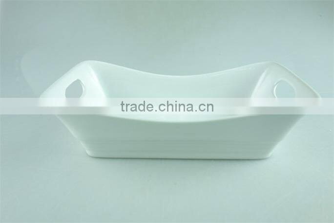 White rectangular ceramic baking dish /unique shape