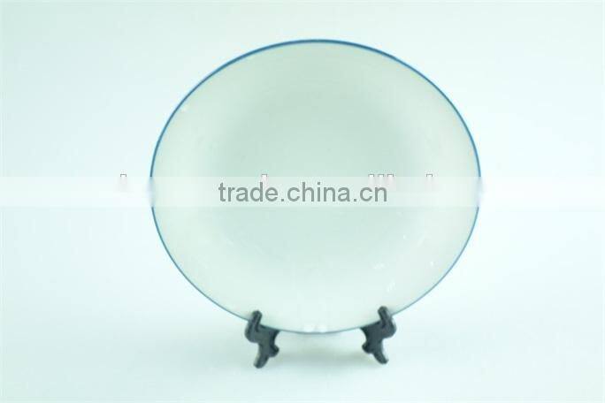 5pcs white porcelain dinner set with green rim stock,dinnerware sets