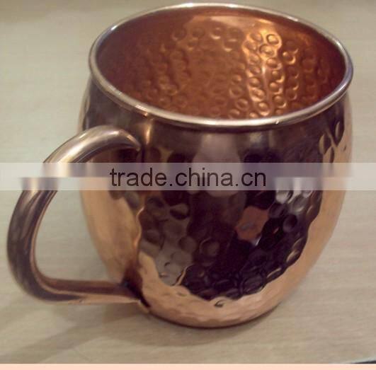 AMAZON BEST SELLING FDA APPROVED 470 ML 100% PURE COPPER BARREL HAMMERED MOSCOW MULE MUG