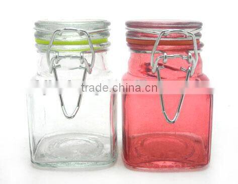 mini kitchen clear /transparent octagon shape glass spice jar with clamp lid