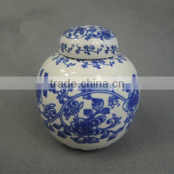 Chinese blue and white ceramic funeral urn