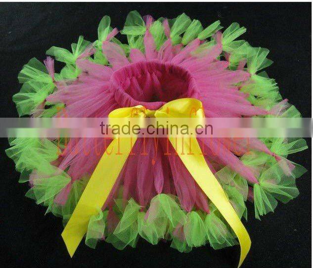 lime hot pink tutus with yellow silk ribbon