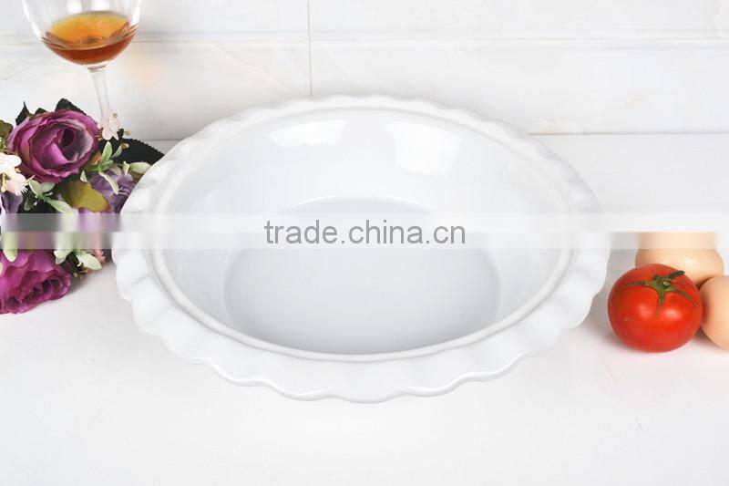12" Round porcelain oven tray with lid