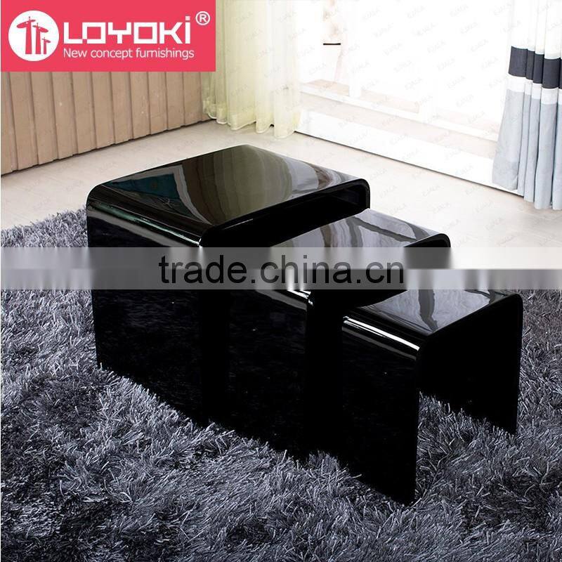 Set Of 3 Mondern MDF Wood Nesting Tables Nest of 3 Coffee Tables Living Room Side End Tables