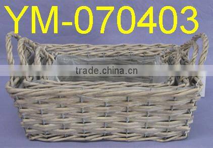 Rectangular Willow Garden Basket With Ears.