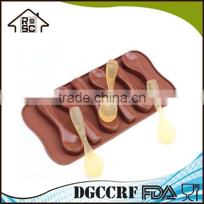 6 Cavities Spoon Shape Silicone Chocolate Mold Cupcake Decorating Tool
