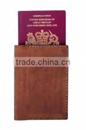 Cheap OEM Genuine Leather RFID Blocking Passport Holder
